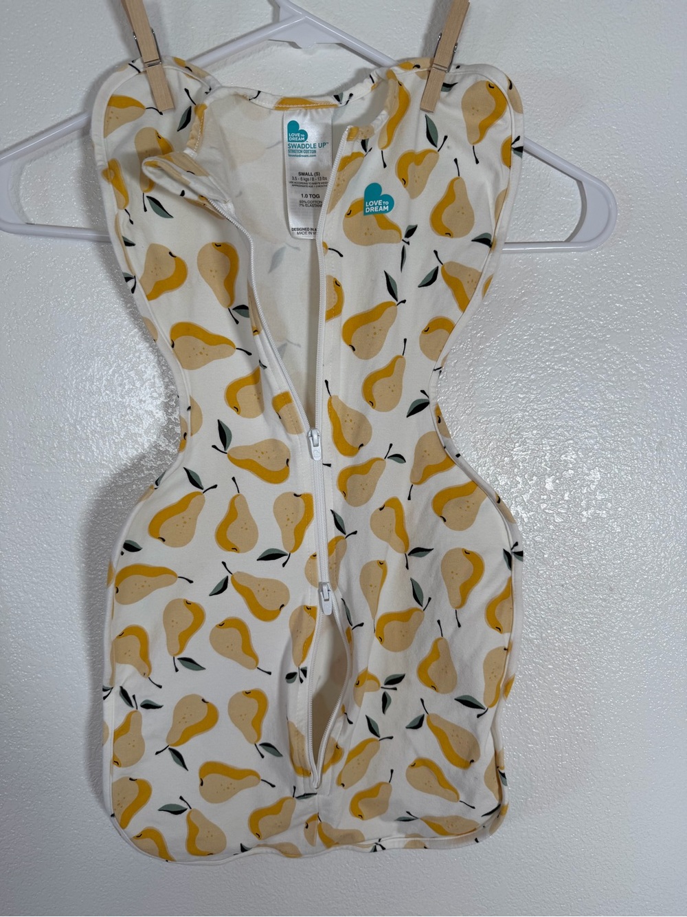 Love to Dream Baby Swaddle Up in Yellow Pear Print - Picture 3 of 5